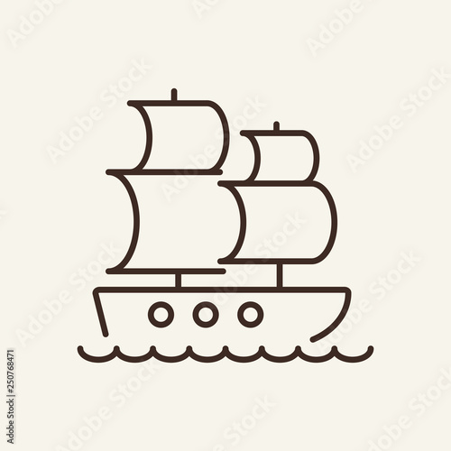 Sailing ship line icon