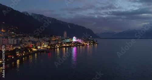earial view of montreux in winter