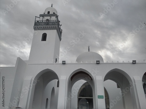 Minaret & Curve of White Mosque, Jeddah, Saudi Arabia photo