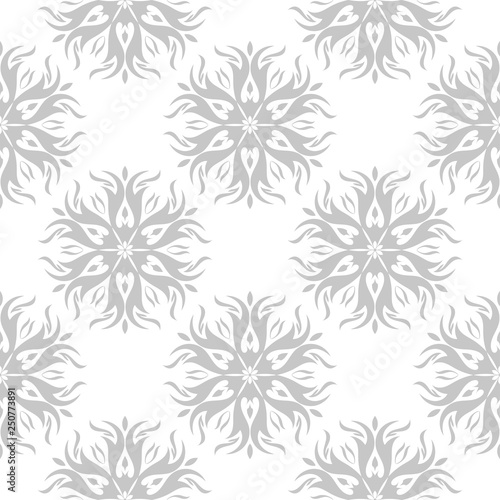 Floral seamless pattern. Monochrome background with gray flowers © Liudmyla