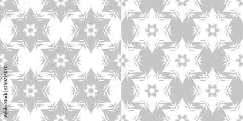 Floral seamless backgrounds. Gray and white compilation