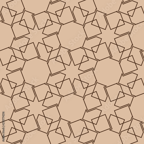 Geometric square seamless pattern. Beige and brown background © Liudmyla