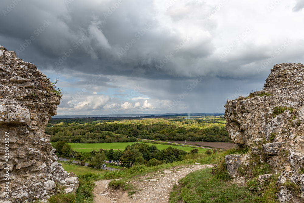 The ruins of Corfe Castle, Dorset, England, United Kingdom