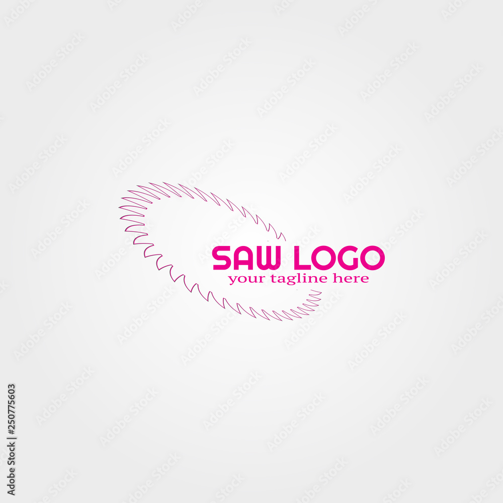 wood saw logo template, vector logo for business corporate, tools, construction, illustration.