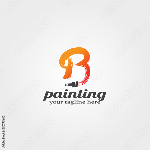 paint or painting icon with letter B concept