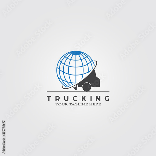Trucking Transportation Logo or delivery of goods icon-  logistics