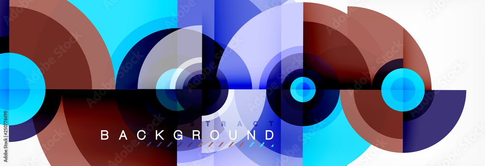 Fototapeta premium Minimal geometric circles and triangles abstract background, techno modern design, poster template