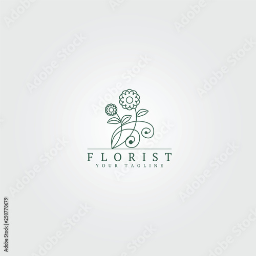florist logo template, vector logo for business corporate, flowers, simple floral, element, illustration.
