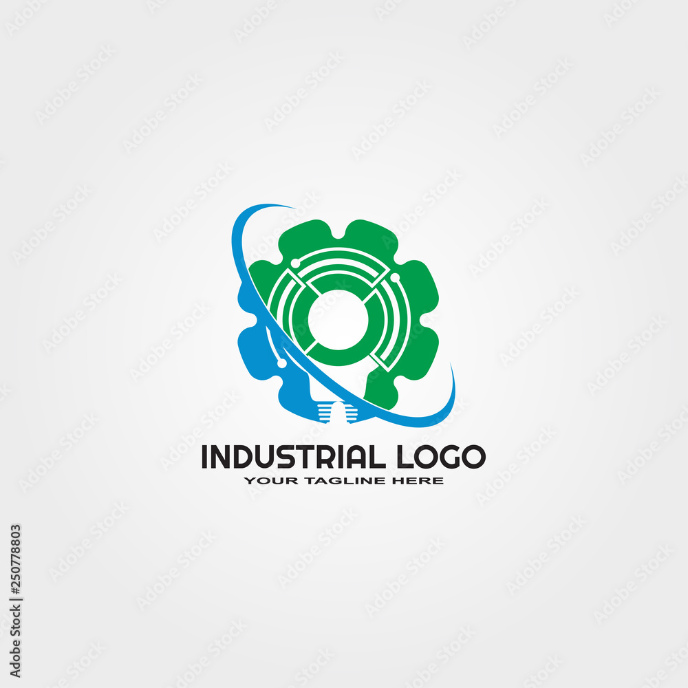 Obraz premium industrial logo template, vector logo for business corporate, industry sign or symbol, element, illustration.
