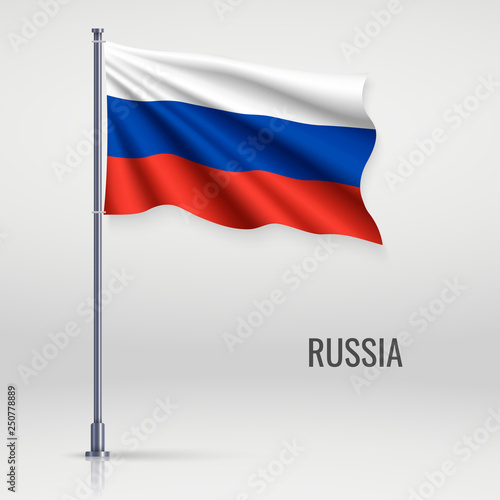 Waving flag on flagpole.