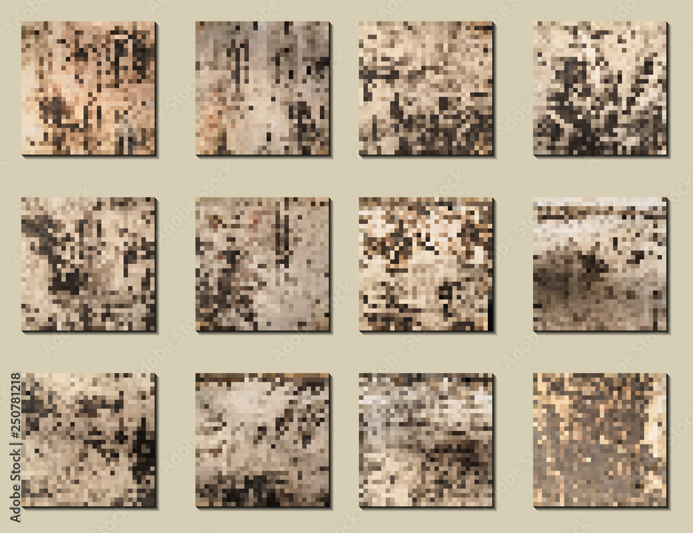 Fototapeta premium Set of vector mosaic textures for decoration.