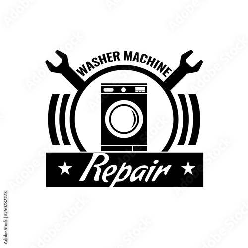 Washing machine repair icon or logo concept. Washing machine repair symbol. Vector illustration.