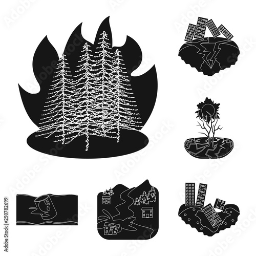 Vector design of calamity and crash logo. Set of calamity and disaster vector icon for stock.