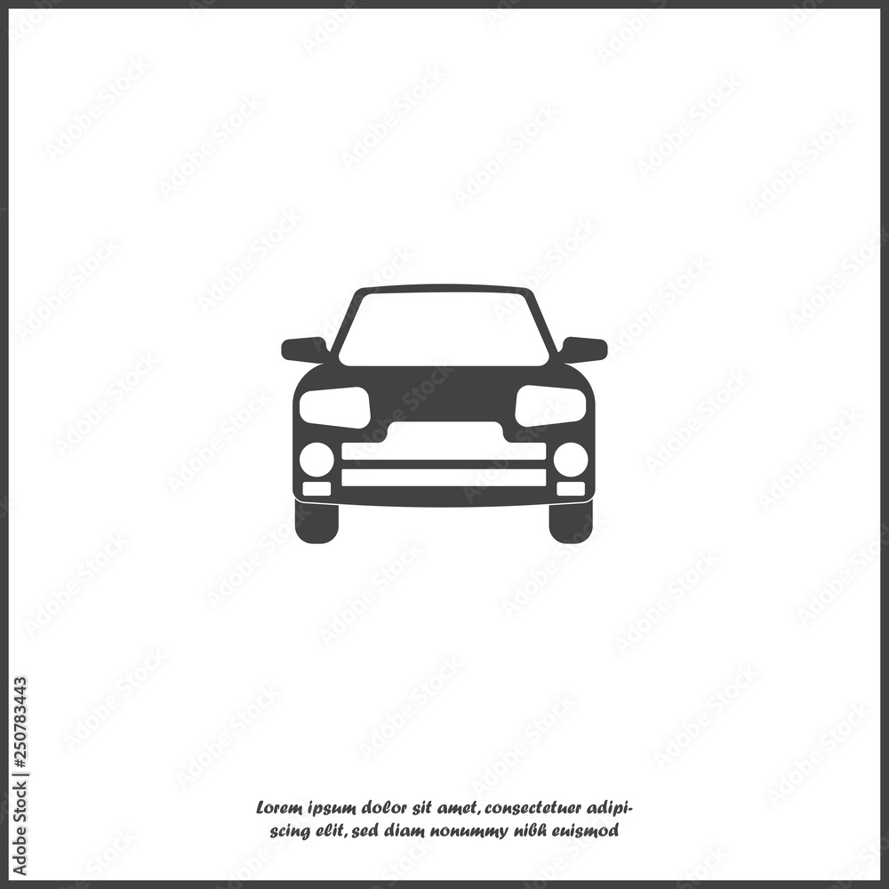 Vector car icon on white isolated background.