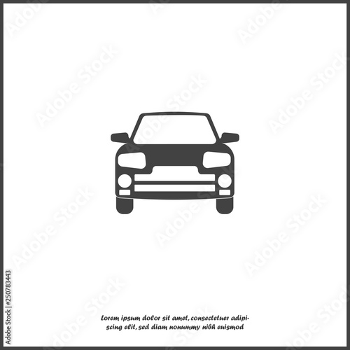 Vector car icon on white isolated background.