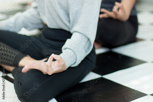 hand pray for the yoga class sport for good health meditation 