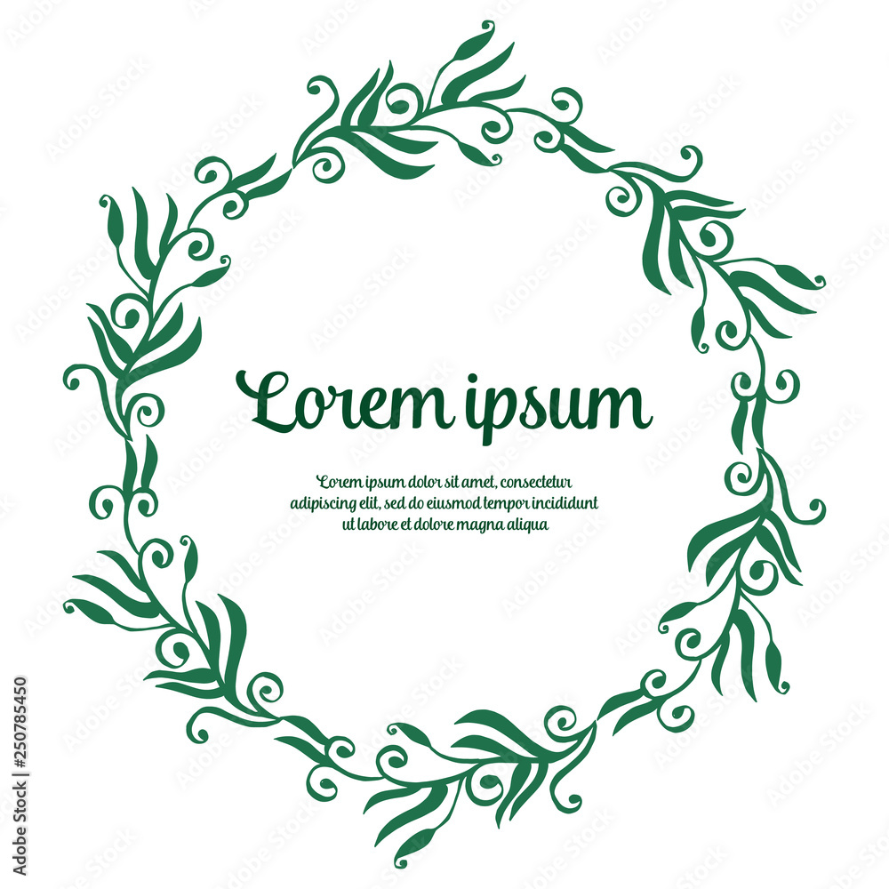 Vector illustration leaf flower frame white backdrop with lorem ipsum hand drawn
