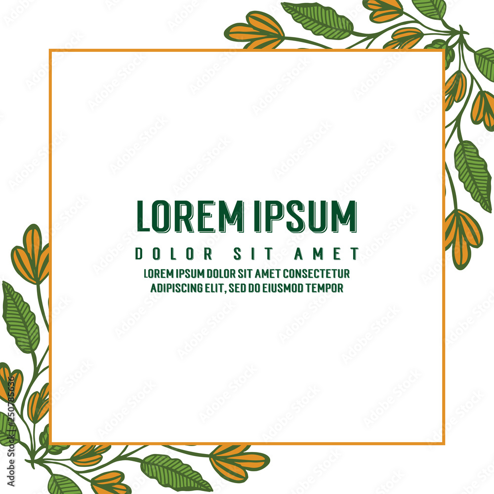 Vector illustration leaf flower frame white backdrop with lorem ipsum hand drawn Vector illustration leaf flower frame white backdrop with lorem ipsum hand drawn
