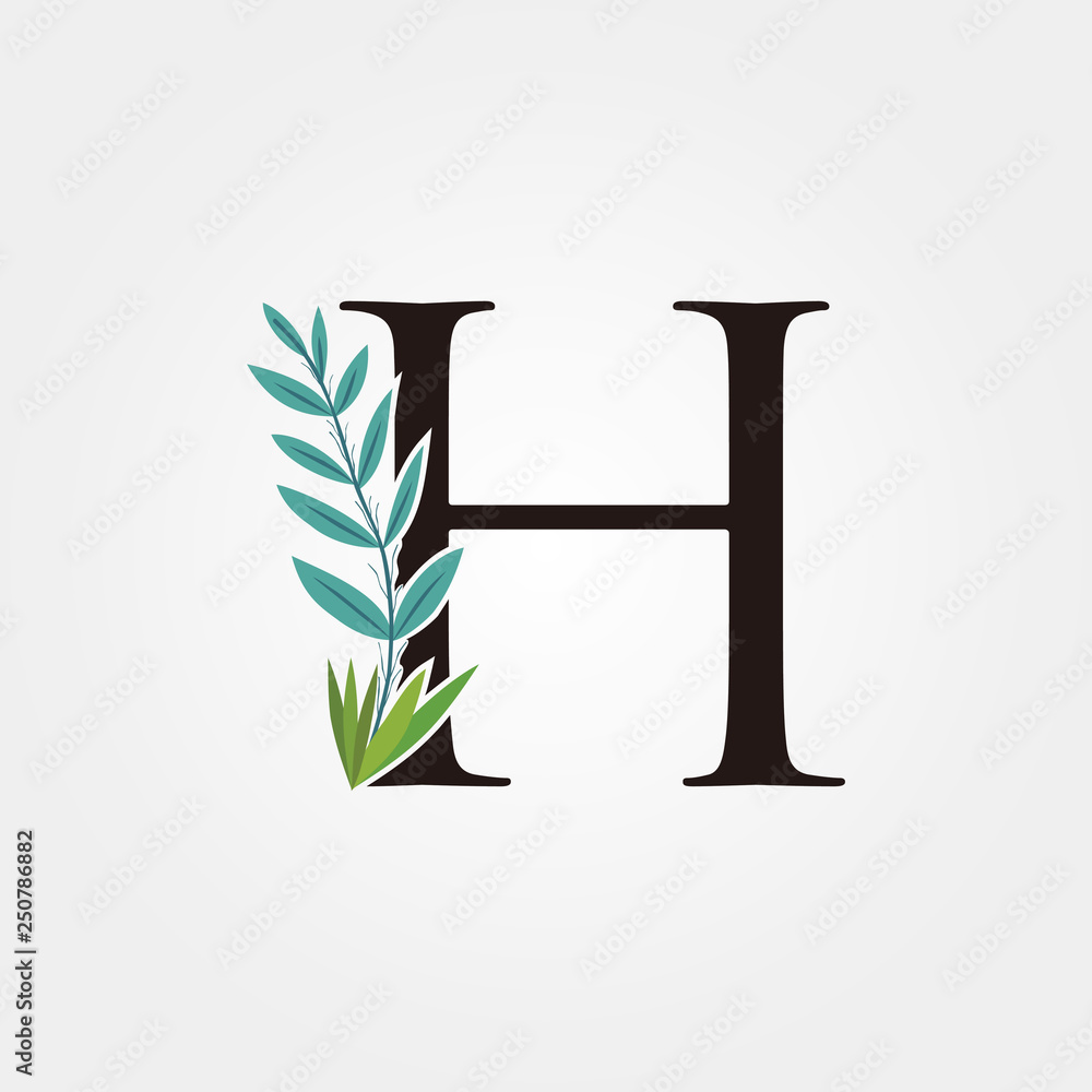 Nature Green Flower H Letter Logo Nature Green Flower H Letter Logo