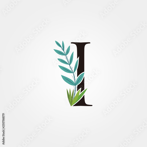 Nature Green Flower I Letter Logo