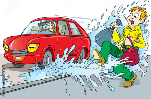 crazy driver is dangerous driving the car - Vector