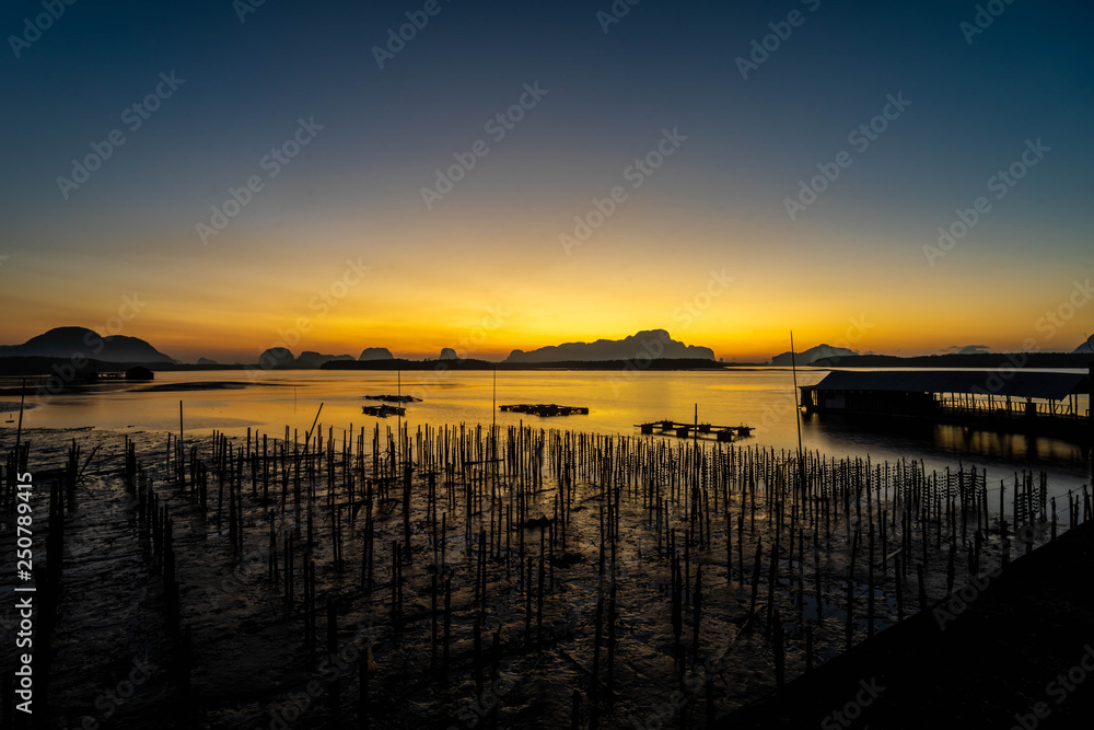Sunrise at fishing port
