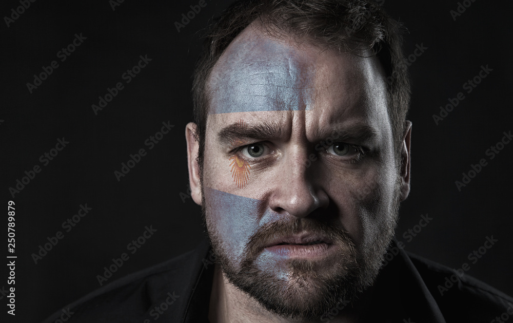 Flag of Argentina on face Flag of Argentina on face