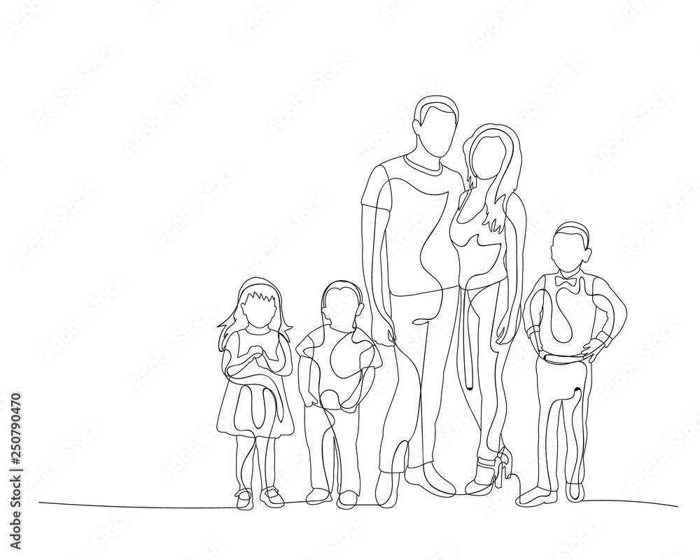 sketch family with children
