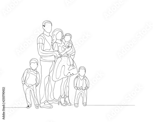 sketch family with children  line