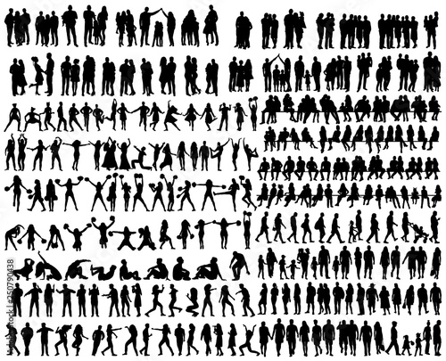  people silhouettes set