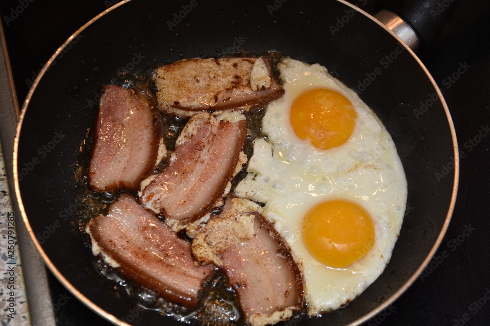Morning food , Fried egg with bacon Morning food , Fried egg with bacon