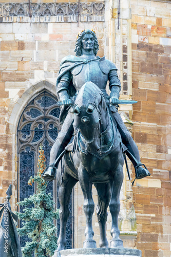 The Matthias Corvinus Monument by Janos Fadrusz in Cluj-Napoca, Romania photo