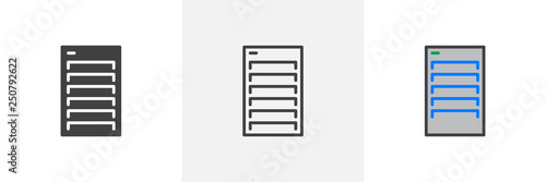 PC case icon. Line, glyph and filled outline colorful version, cpu tower box computer outline and filled vector sign. Symbol logo illustration. Different style icons set. Pixel perfect vector graphics