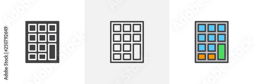 Computer keyboard icon. Line, glyph and filled outline colorful version, Keyboard num lock outline and filled vector sign. Symbol, logo illustration. Different style icons set. Vector graphics photo
