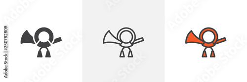 Post horn icon. Line, glyph and filled outline colorful version, Trumpet outline and filled vector sign. Symbol, logo illustration. Different style icons set. Pixel perfect vector graphics photo