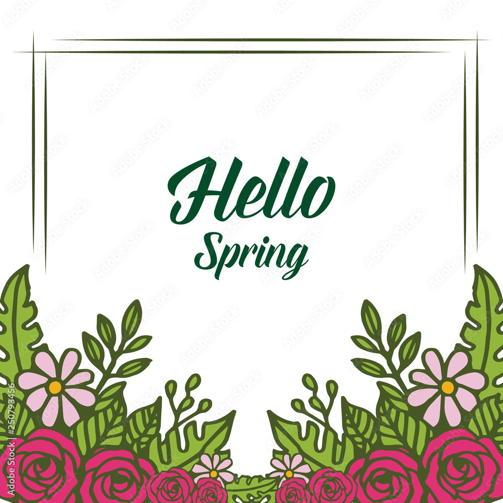 Obraz Vector illustration frame flower with write hello spring hand drawn