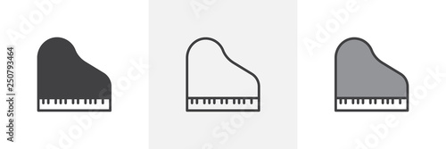 Piano top view icon. Line, glyph and filled outline colorful version, Grand piano outline and filled vector sign. Symbol, logo illustration. Different style icons set. Pixel perfect vector graphics
