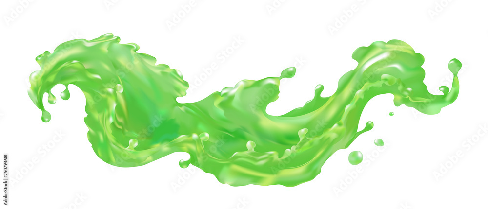 Kiwi juice splash wave, cucumber, celery, cabbage vegetables. Green Fresh fruit 3d illustration realistic. Kiwi juice splash wave, cucumber, celery, cabbage vegetables. Green Fresh fruit 3d illustration realistic.