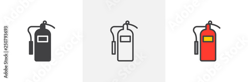 Fire extinguisher icon. Line, glyph and filled outline colorful version, fire extinguisher outline and filled vector sign. Symbol, logo illustration. Different style icons set. Vector graphics