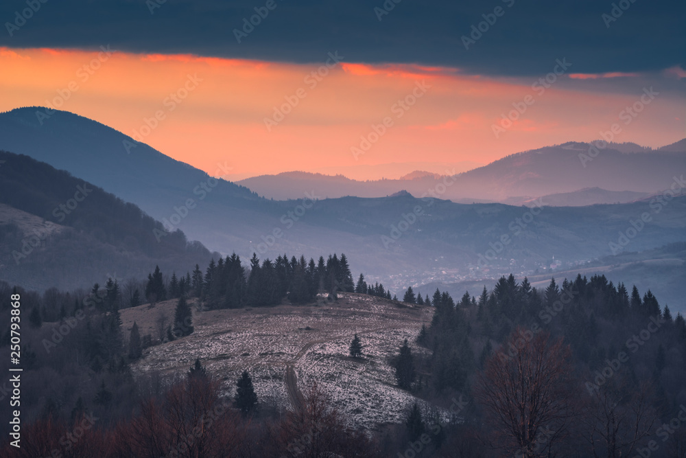 Fototapeta premium Colorful evening in a Carpathians