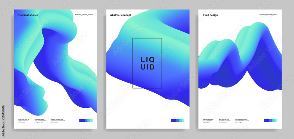 Abstract design templates with 3d flow shapes