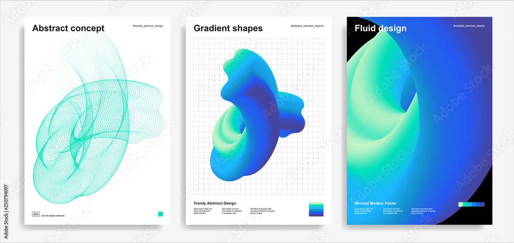 Abstract design templates with 3d flow shapes Stock Vector | Adobe Stock