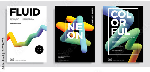 Abstract design templates with 3d flow shapes