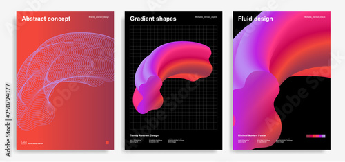 Abstract design templates with 3d flow shapes