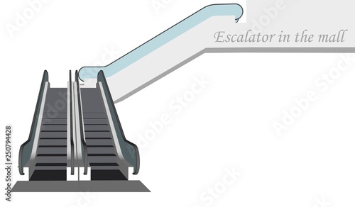 Vector escalator in the mall