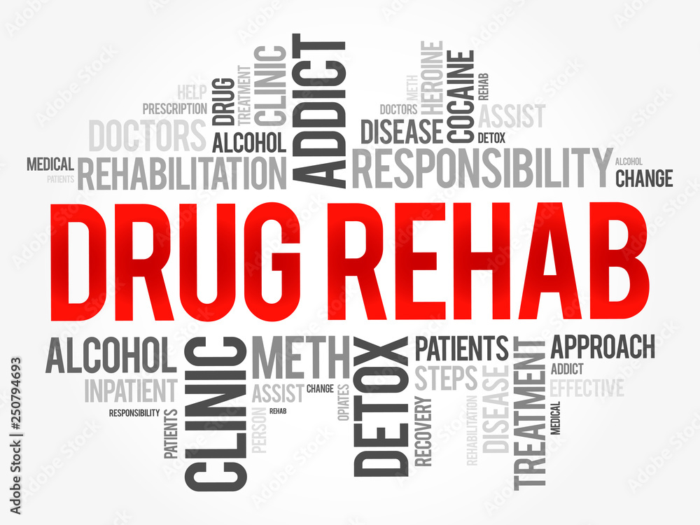 Drug Rehab word cloud collage, health concept background Drug Rehab word cloud collage, health concept background