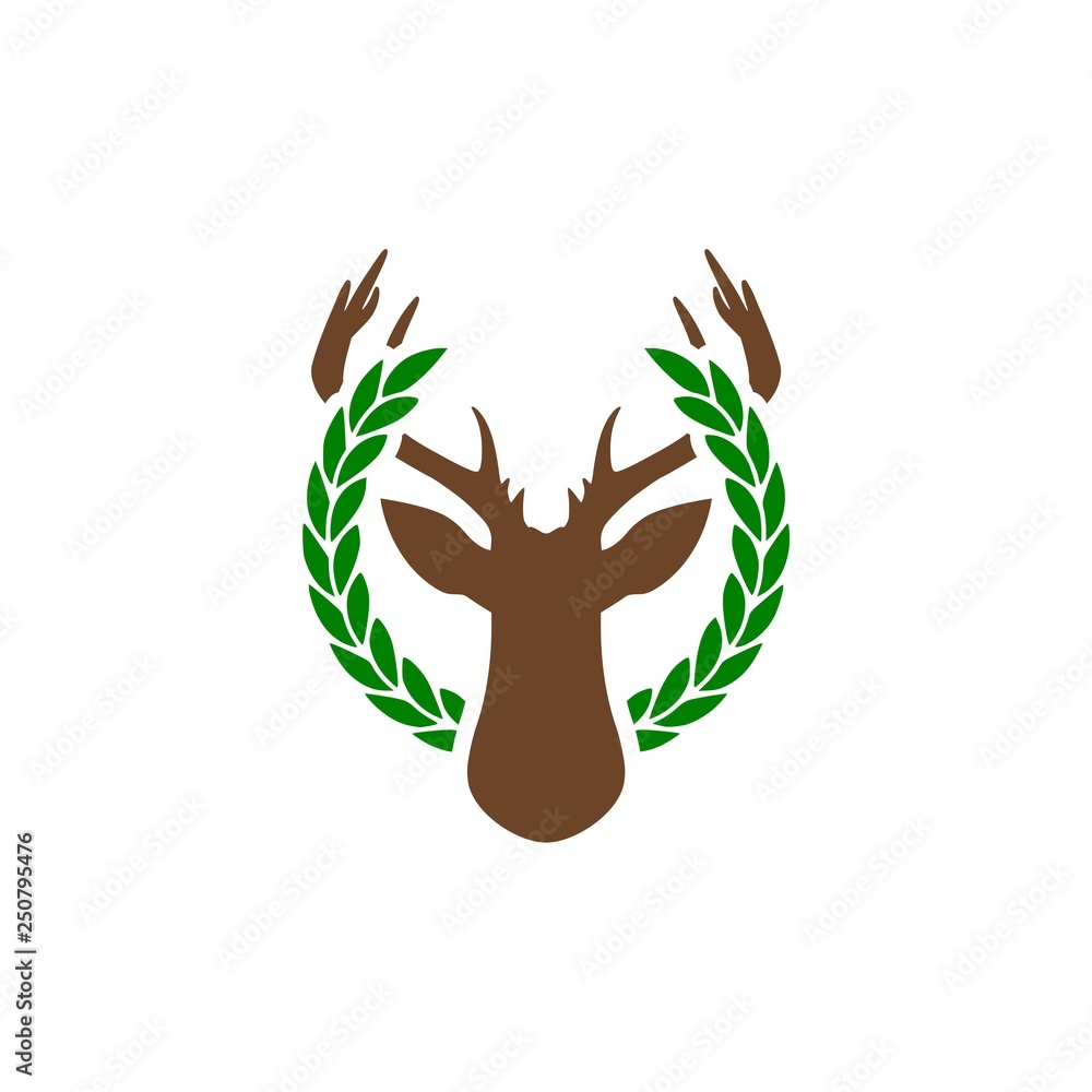 Silhouette head deer, Deer head illustration icon, Laurel Silhouette head deer, Deer head illustration icon, Laurel