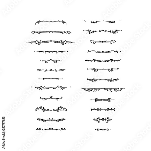 Wallpaper Mural Set of decorative text dividers. hand drawn vector illustration on white background Torontodigital.ca