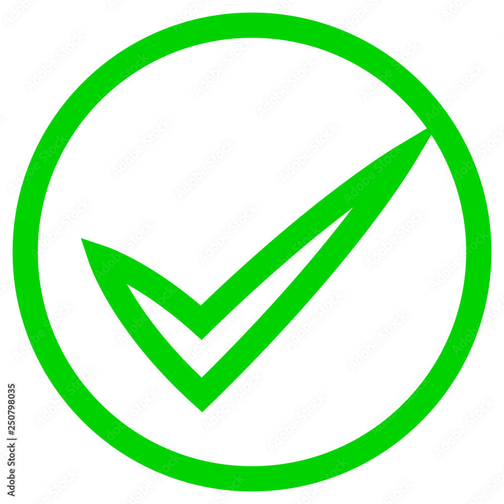 Check marks - green tick icon inside of circle outline - vector Check marks - green tick icon inside of circle outline - vector