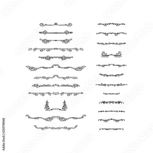 calligraphic design elements. black and white isolated vector illustration